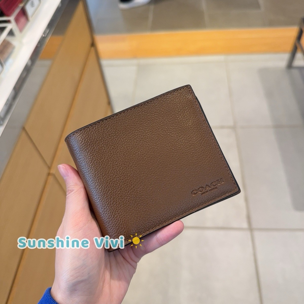 NWT COACH CR911 Men's 3-In-1 Wallet In Refine Pebble Leather DARK