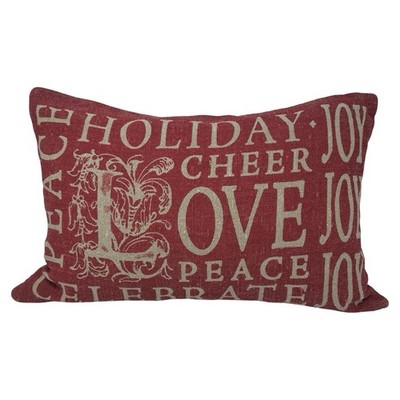 Pottery Barn Love Holiday Cheer Linen Hemp Lumbar Feather Down Pillow 16 x 26