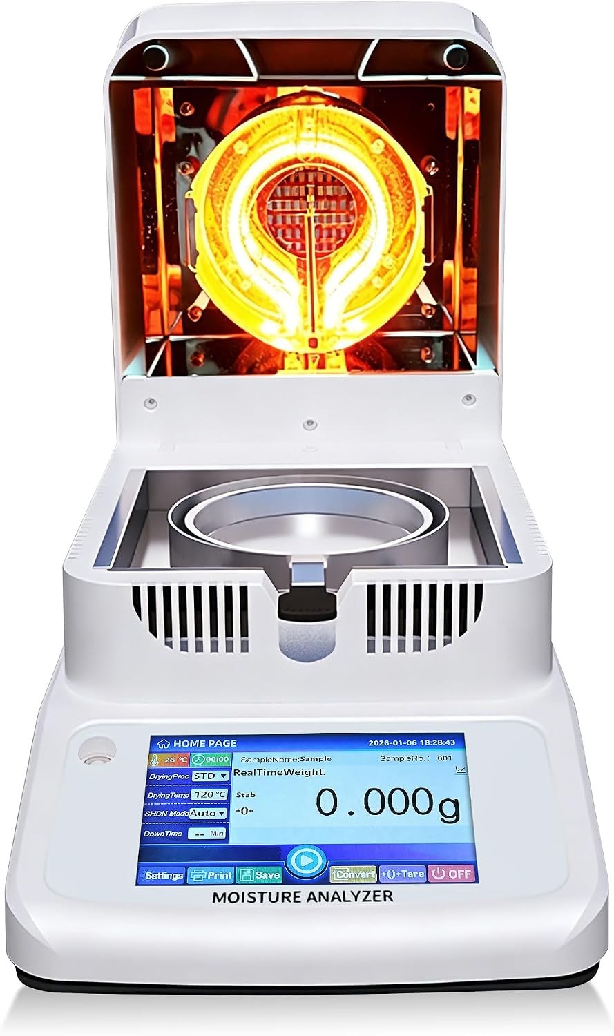 WapoRich RQ-HC152 Halogen Moisture Analyzer, 5" Touchscreen, 0.001g Precision