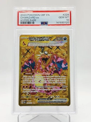 CHARIZARD EX 2023 POKEMON OBSIDIAN FLAMES HYPER RARE #228/197 PSA 10 Q0895