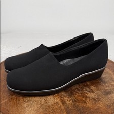 SAS Shoes Wm 9 M Bliss Black Comfort Wedge Slip On Loafer Tripad