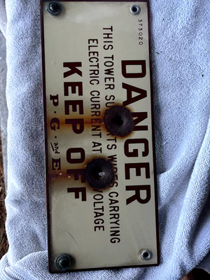 #ad Vintage two Pacific Gas amp; Electric Company porcelain sign White red lettering $299.00