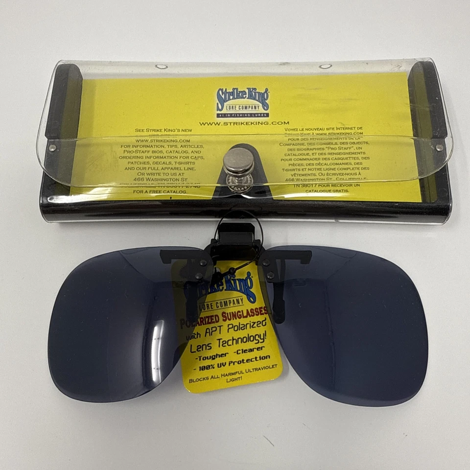 Estojo de óculos de sol vintage Strike King com clipe cinza macio lente polarizada pesca - Imagem 2 de 3