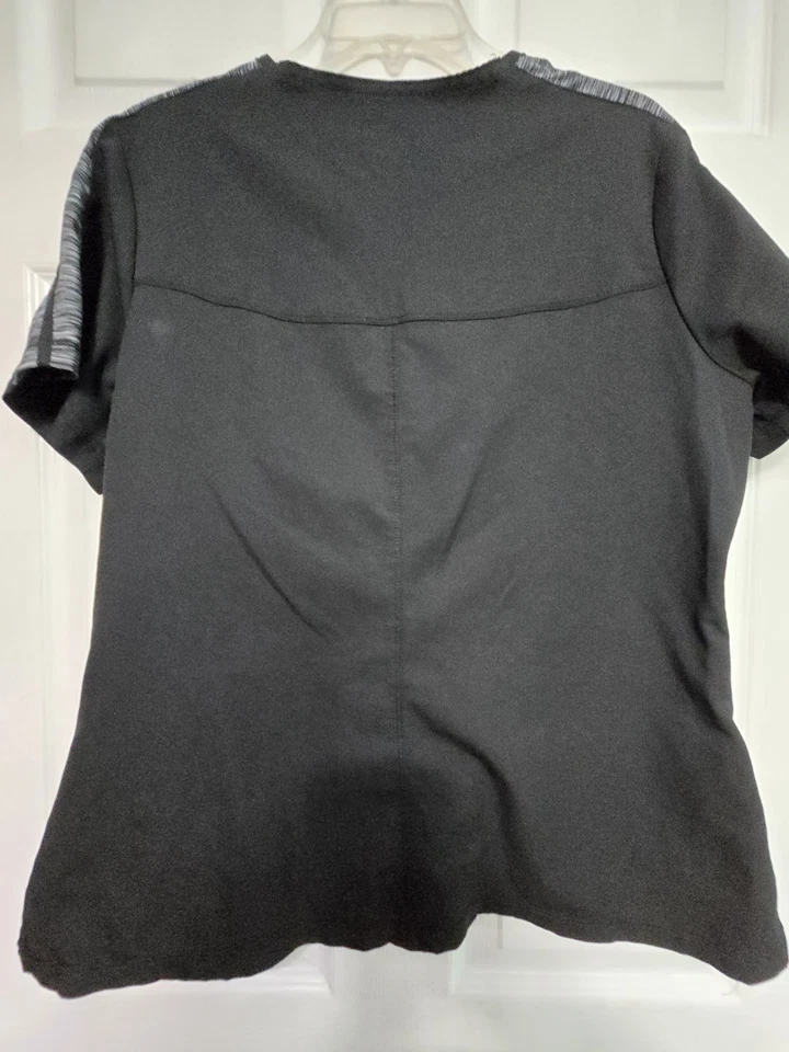 Dickies Women's Scrub Top size L=Black/Grey w/mid split V-Neck-Chest 23"/L 27" - Image 2 of 4