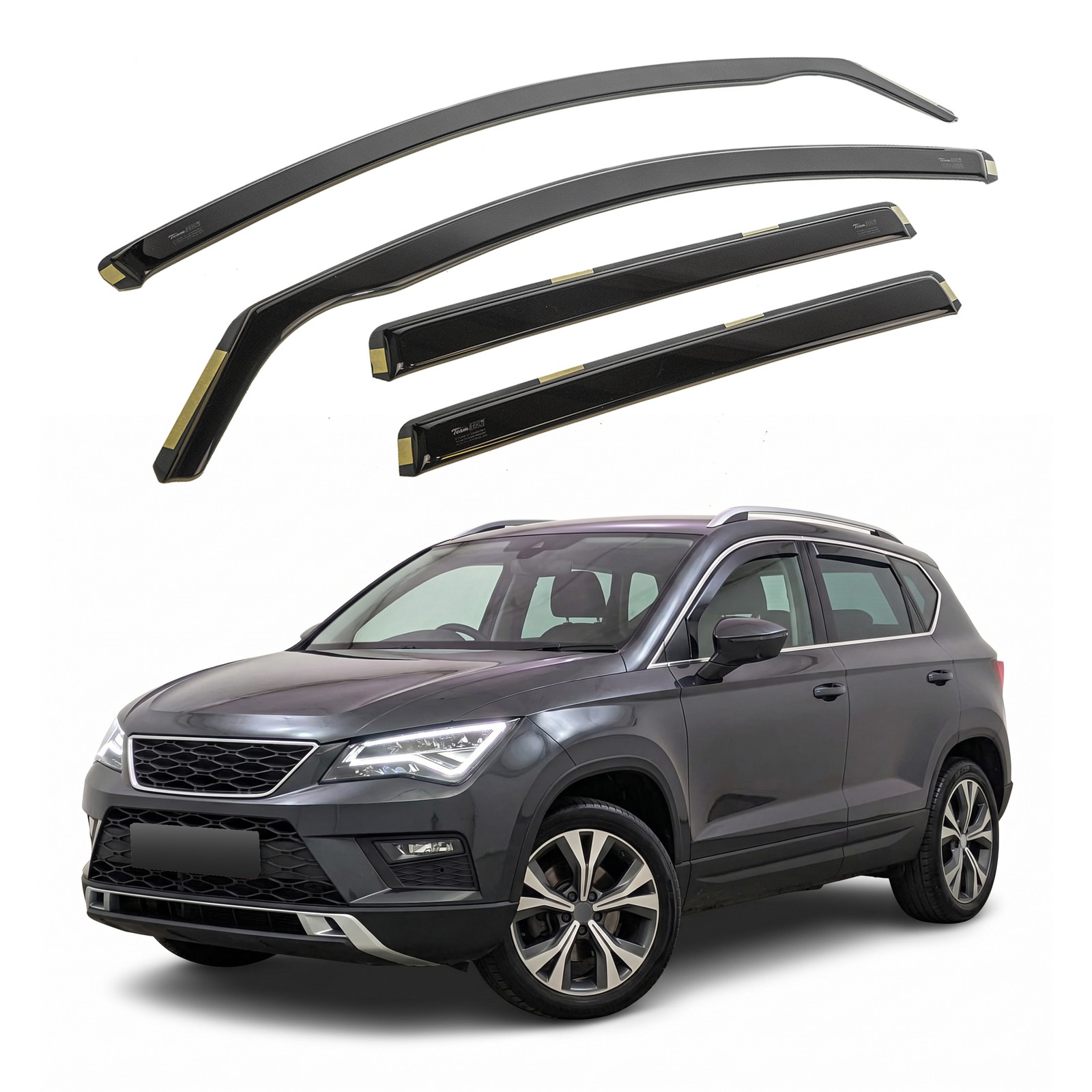 Déflecteurs de vent Seat Ateca roulez fenêtres ouvertes sous la pluie en famille