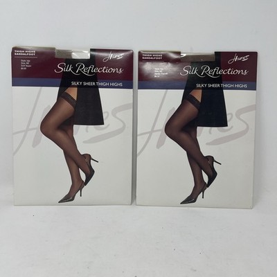 LOT of 2 Hanes Silk Reflections Size AB Thigh High Barely There, SOFT Taupe