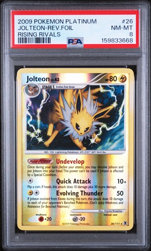 2009 POKEMON PLATINUM RISING RIVALS #26 JOLTEON-REVERSE FOIL PSA 8
