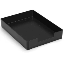 Letter-Size Black Plastic Paper Tray Organizer Stackable Desk Accessories