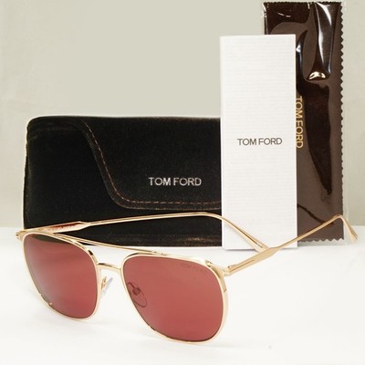 Tom Ford Sonnenbrille Kip gold weinrot rot Metall eckig Herren Pilot TF 692 28S [1]