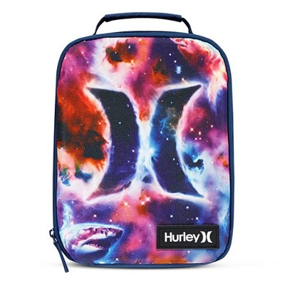 HURLEY Boys Insulated Lunch Box Nebula Shark Zip-Around Bag Tote Navy Blue NWT