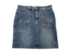 Old Navy Women's Size 8 Denim Cargo Mini Skirt Blue Jeans Utility Pockets Y2k