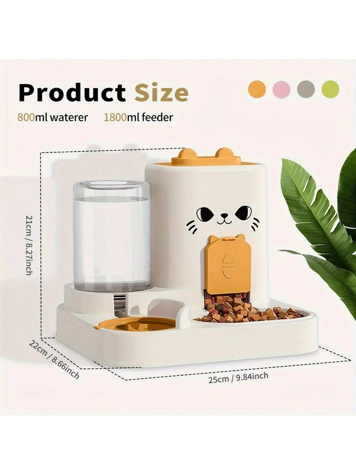 2 en 1 Dispensador de Alimentos para Gatos Agua y Alimentos Integrado Completamente Automático Alimentador para Gatos Foto 3 de 4