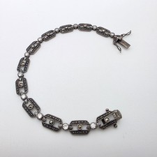 Vintage DEE BERKLEY DBJ Signed Tennis Bracelet Marcasite 925 Sterling Silver
