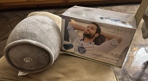 Meridian Point Vibrating Plush Massaging Roll Pillow Grey 10x5in Battery