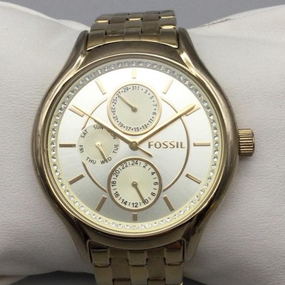 Fossil Day Dreamer Womens Watch 40mm Gold Tone Crystal BQ1583 New Battery 6''