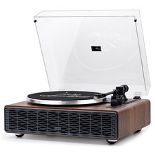 Vinyl Record Player, Bluetooth Turntable with Built-in Speakers, High Fidelit...