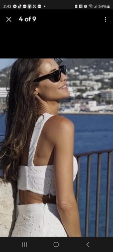 Top corto ZARA blanco bordado ojales encaje busier Sweetheart nuevo con etiquetas playa - Imagen 3 de 5