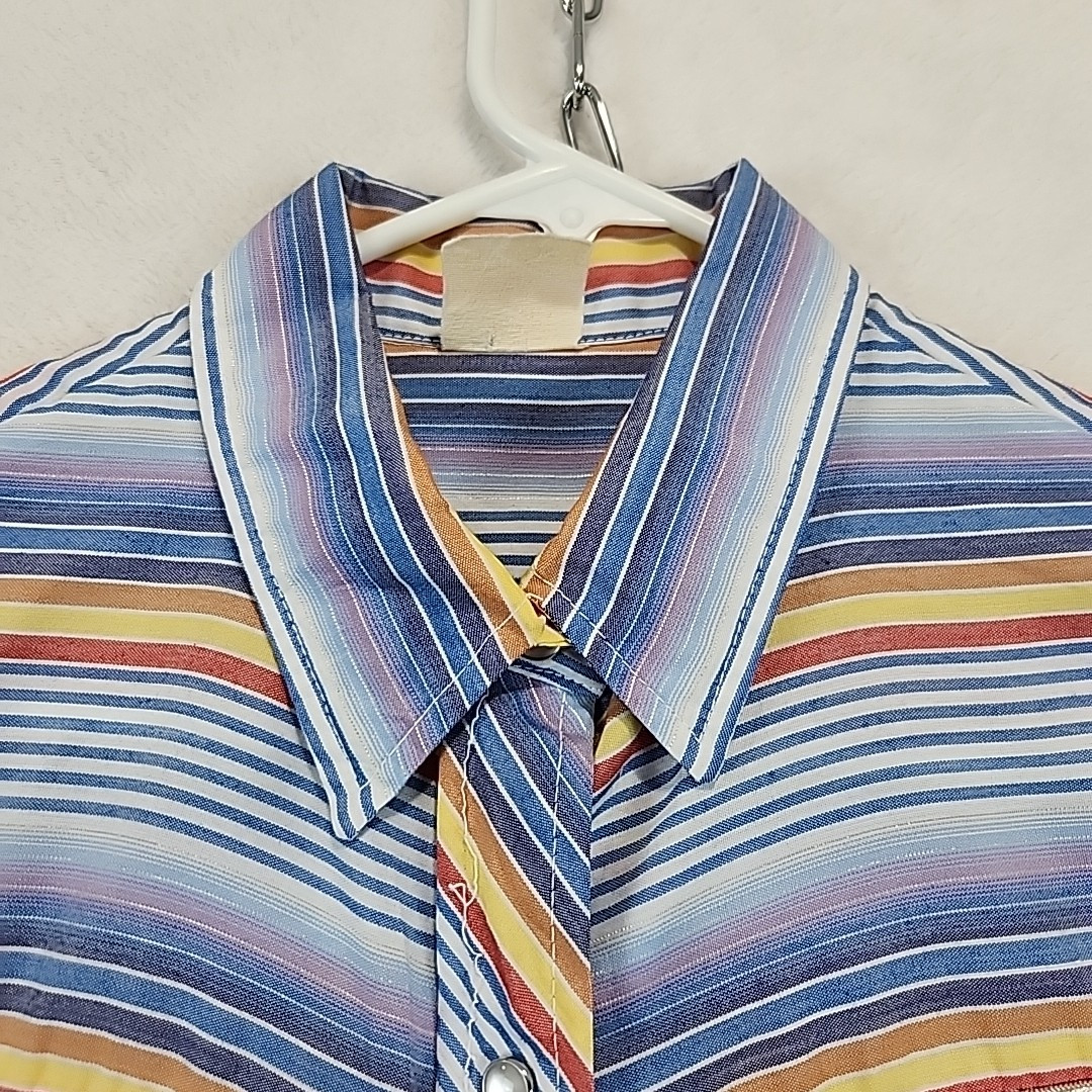 Vtg 1970's Western Pearl Snap Long Sleeve Women's Size 36 Metallic Striped Shirt
