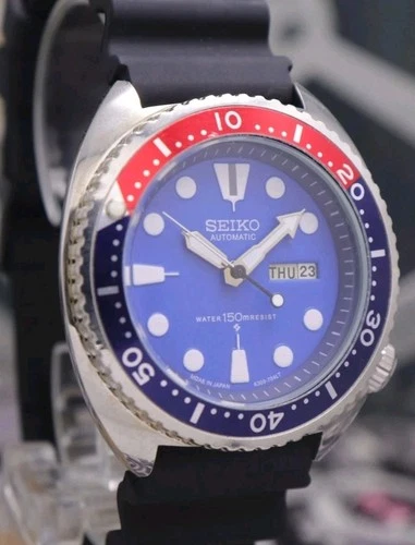 SEIKO DIVER DAY/DATE BLUE DIAL 6309 VINTAGE SEIKO 'TURTLE' MODIFIED PEPSI BEZEL