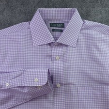 Lauren Ralph Lauren Dress Shirt 16 32/33 Large Purple Check Stretch Fabric