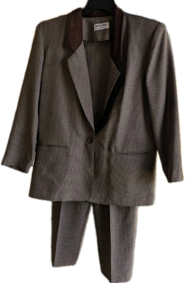 Винтажный Alfred Dunner Petite 12 Брюки Костюм Гончая Блейзер и Эластичная Талия США - Изображение 3 из 4