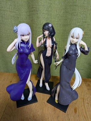 Glitter and Glamours Emilia Echidna Elsa Set Re Zero Bandai Collectible Figure