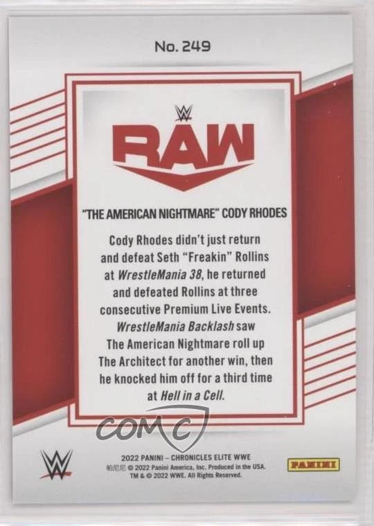 2022 Panini Chronicles WWE Elite Green /99 The American Nightmare Cody Rhodes - Image 2 of 2