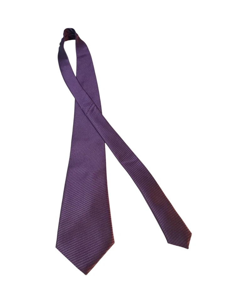 Corbata Michael Kors Para Hombre Diseñador Lujo Púrpura Sólido Rayas Texturizadas Foto 4 de 4