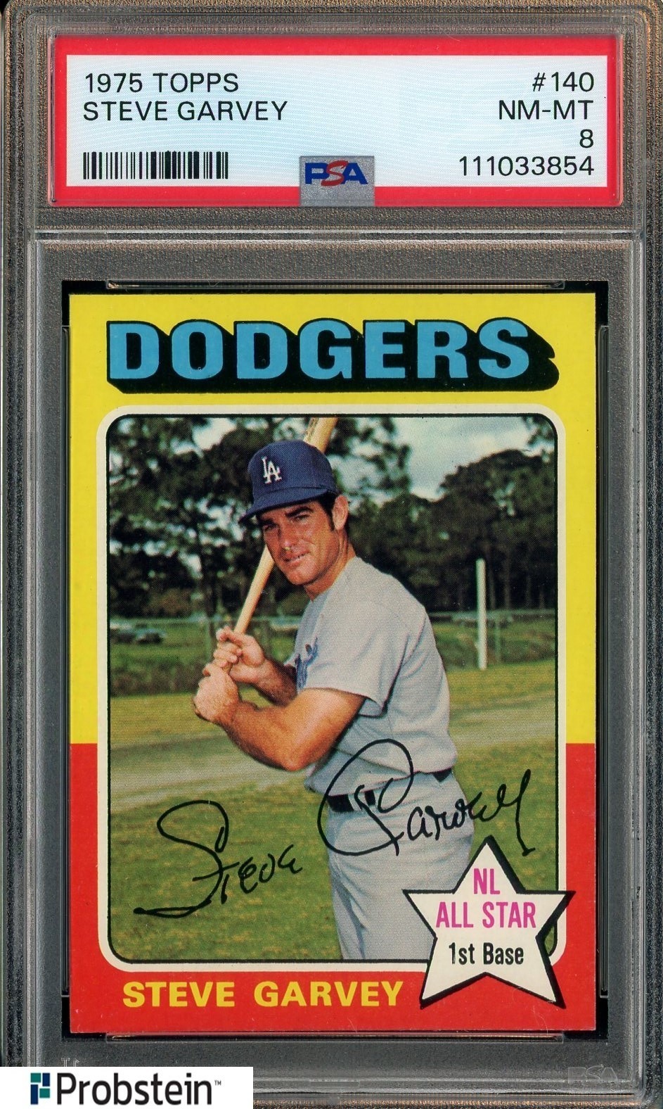 1975 Topps #140 Steve Garvey Los Angeles Dodgers PSA 8 NM-MT