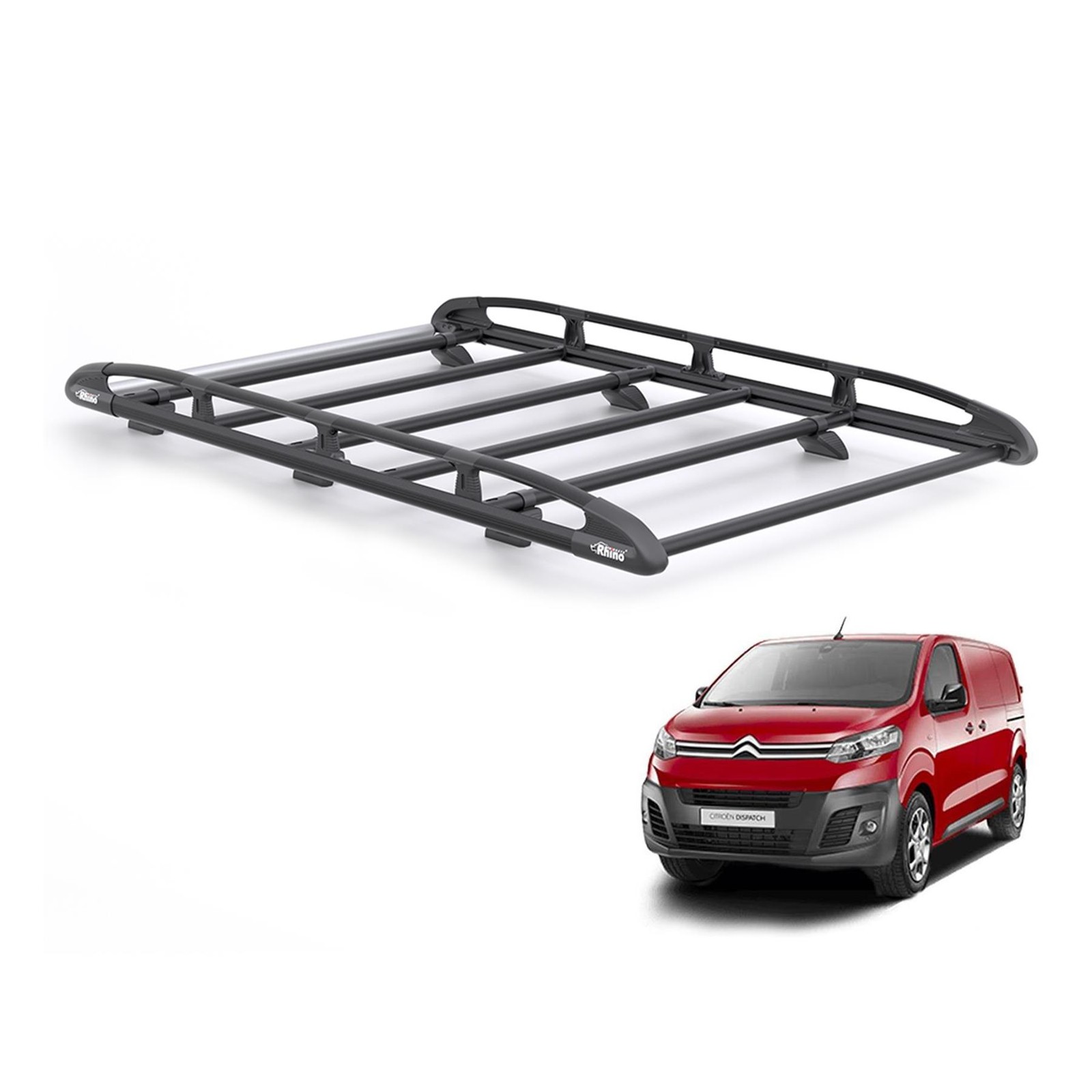 Citroen Dispatch Roof Rack for 2016+ XS (L1) [Tailgate] Rhino (Black)