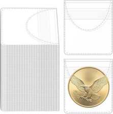 50PCS Single Pocket Coin Sleeves 2.1 X 2.1 Inches Clear Coin Protectors Clear P