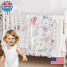 Brandream Wildflower Butterfly Crib Bedding Sets For Girls Farmhouse Baby