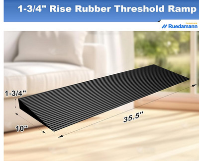 Ruedamann 1.8'' Rise Sturdy Rubber Threshold Wheelchair Ramp