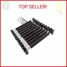 Guhmctt 10 Pack Pants Hangers with Adjustable Non-Slip Clips Anti-Rust Hanging H