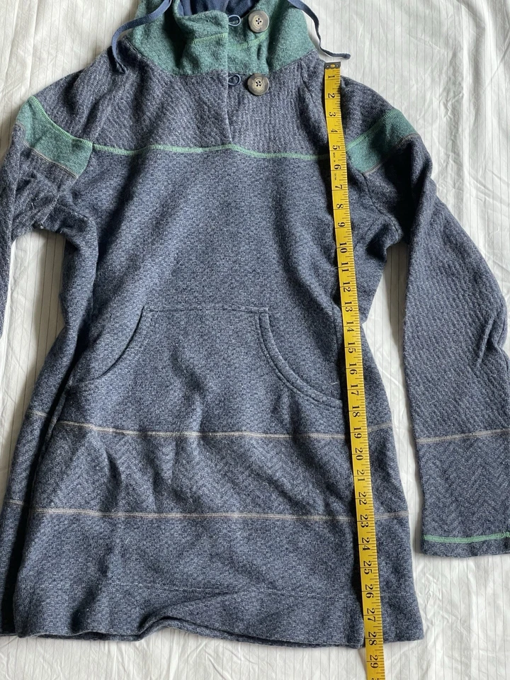 Suéter Prana Mujer Mediano Azul Mezcla Lana Caitlyn Túnica Sudadera con Capucha Foto 3 de 4