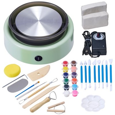 VEVOR Mini Pottery Wheel Electric Clay Wheel for Kids 6 inch Turntable Green