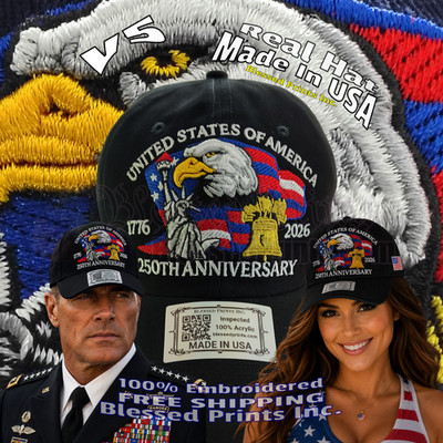 USA 250th Anniversary Hat Cap Eagle 1776 2026 Black Embroidered Made In USA V5