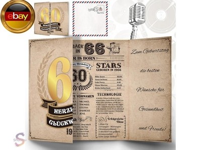 Thboxes Geburtstagskarte 60, Back in 1966 Karte Geburtstag Geschenke zum 60