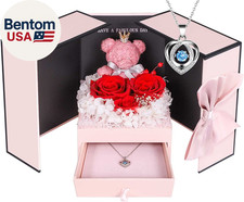 Preserved Rose Box for Her, Forever Real Flowers with Sterling Silver Necklace -