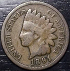 1891 Indian Head Penny 1c US Coin Philadelphia Mint