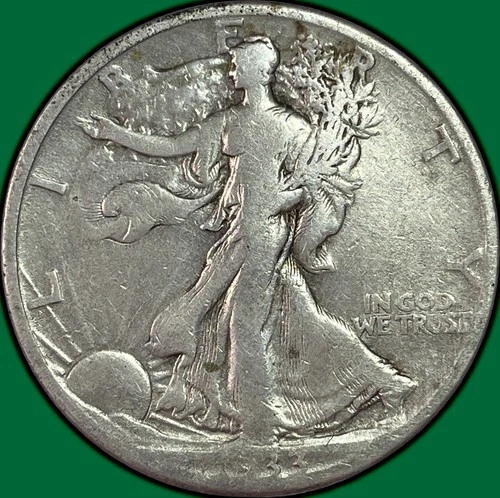 1933-S Walking Liberty Half Dollar Choice Fine F+/VF Coin, Cleaning #37450