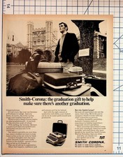 Vintage 1960s Smith-Corona Typewriter College Freshman Magazine Ad Ephemera thumbnail