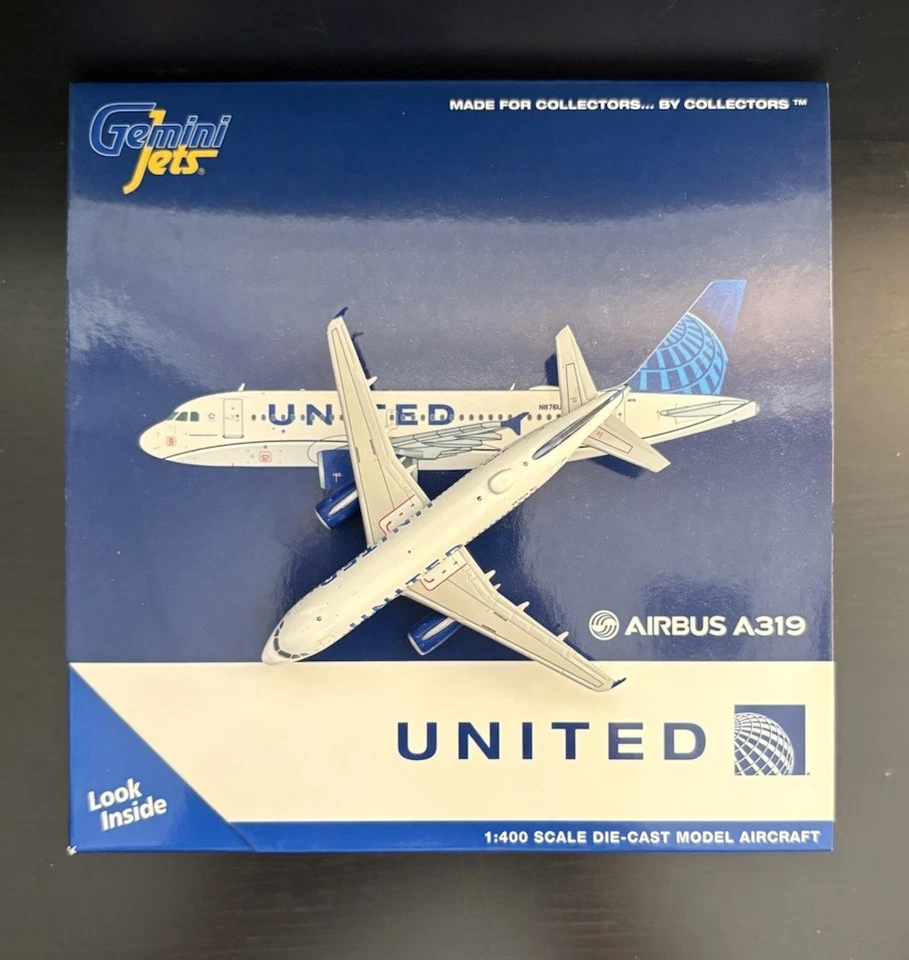 Modelo de avión GeminiJets 1:400 United Airlines Airbus A319 N876UA GJUAL1914 escala Foto 2 de 4