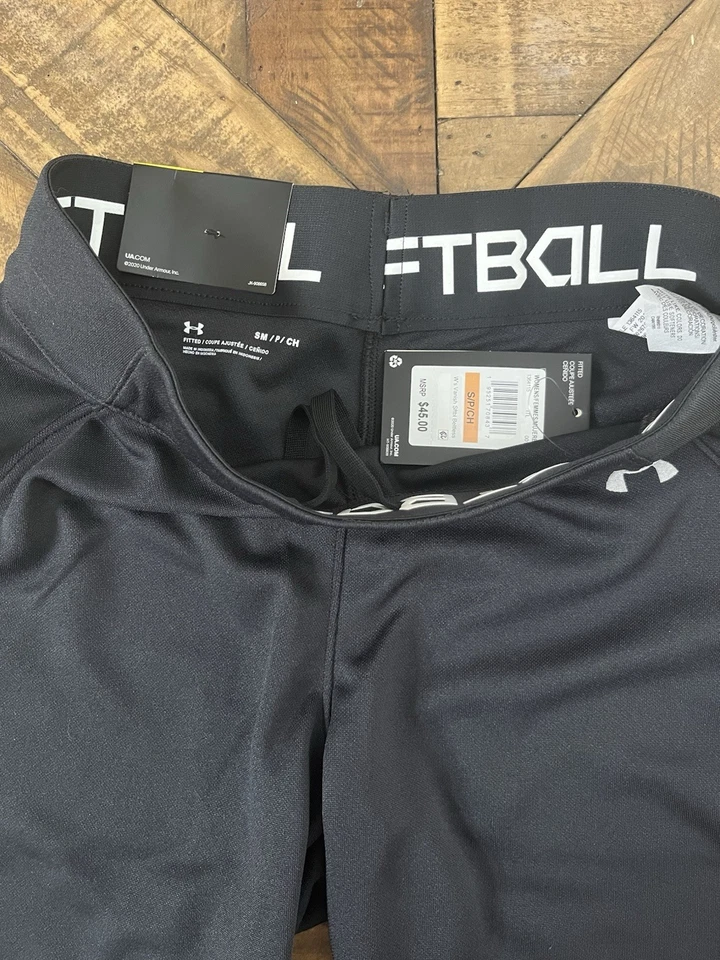 Nuevos pantalones de softbol Under Armour para mujer talla pequeña negros sin cordón de cinturón 074 Foto 3 de 4