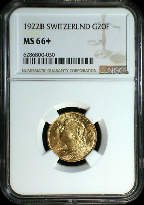 1922B Switzerland Gold 20 Francs KM-31 NGC MS-66+ | eBay