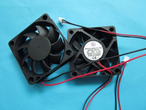 2 pcs Brushless DC Cooling Fan 24V 6015S 9 Blade 60x60x15mm Sleeve Bearing 2Wire - Picture 4 of 4