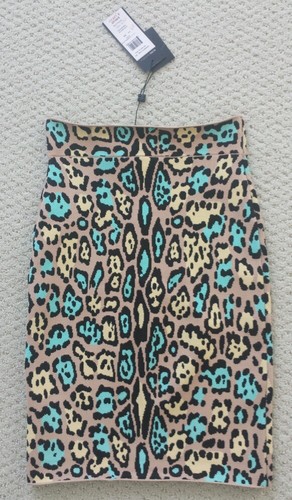 BCBG MAX AZRIA ANIMAL PRINT LUCINE BODY CONTOUR TUBE SKIRT: XS, MSRP $198, NWT - Picture 2 of 12