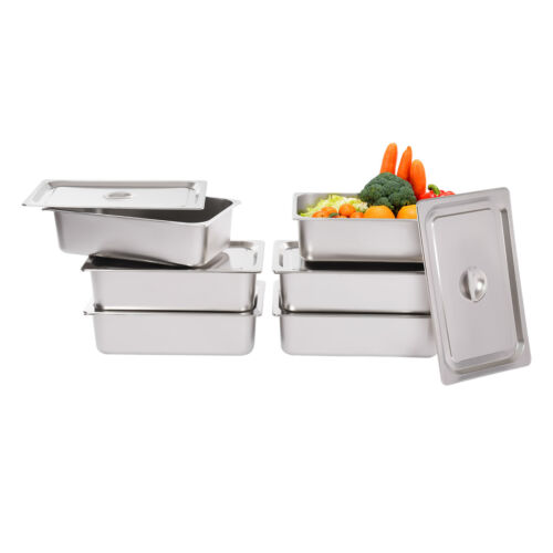 6 Pack Full-Size Deep Stainless Steel Steam Table Pans Hotel Food Prep Pan - Picture 4 of 20