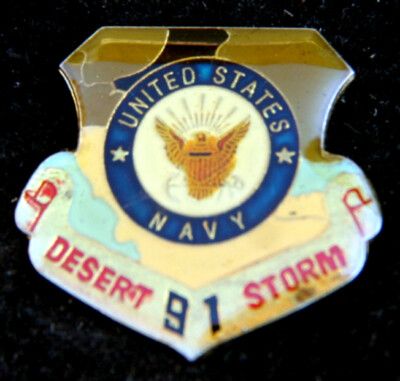 OPERATION DESERT STORM 1991 US NAVY HAT PIN IRAQ USS VICTORY DESERT SHIELD MAP