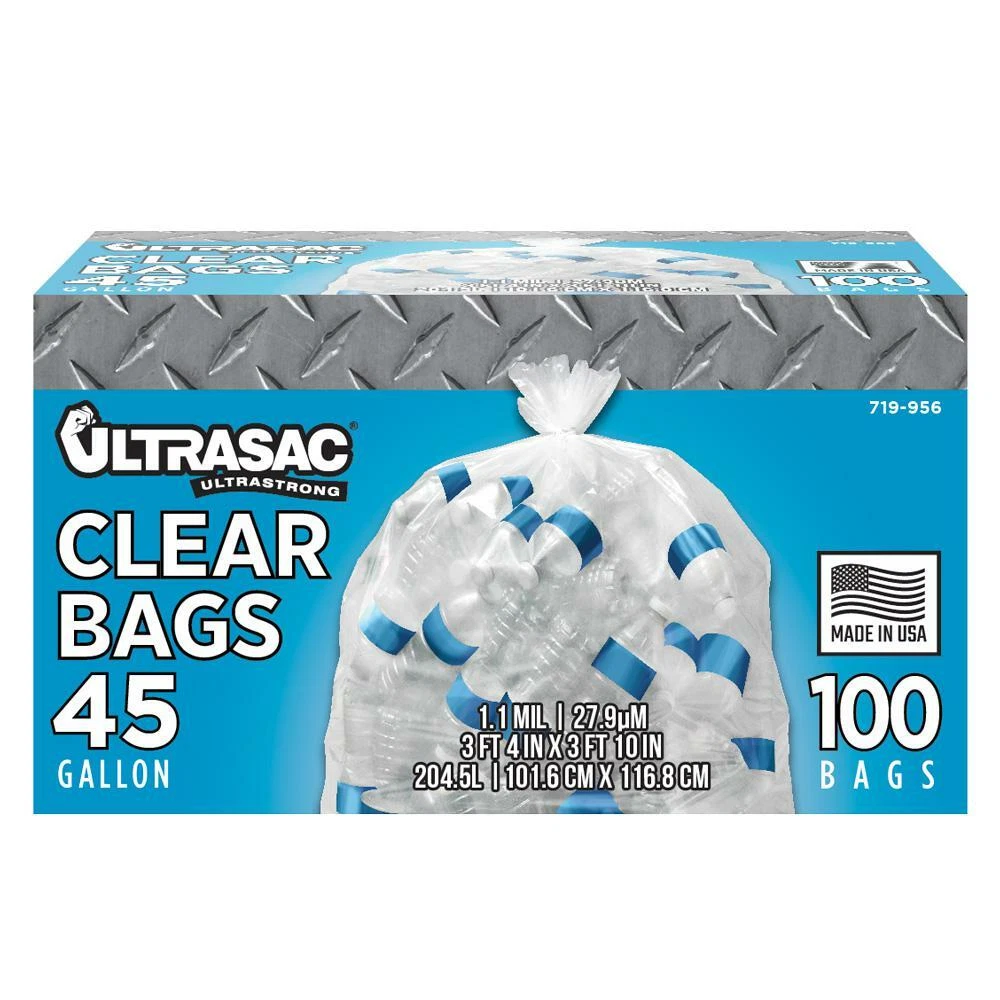 Clear blue recycling outlet bags